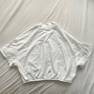 Alo turtleneck white cropped short sleeved shirt